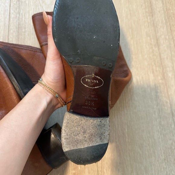 Prada Chestnut Leather Riding Boots - Picture 5 of 11